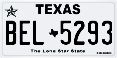 TX license plate BEL5293