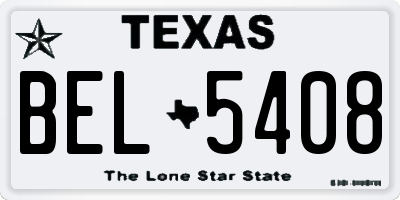 TX license plate BEL5408
