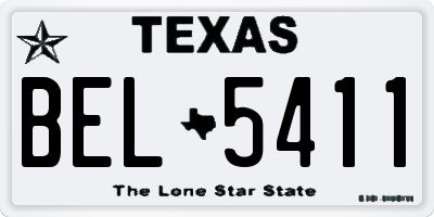 TX license plate BEL5411