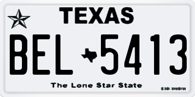 TX license plate BEL5413