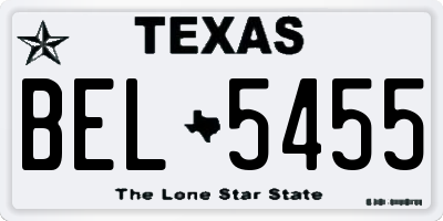 TX license plate BEL5455