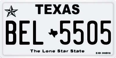 TX license plate BEL5505