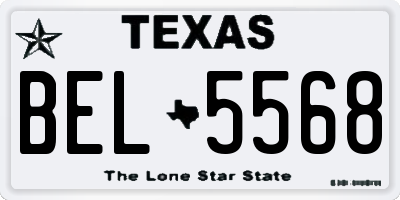 TX license plate BEL5568
