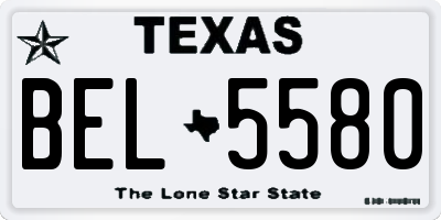 TX license plate BEL5580