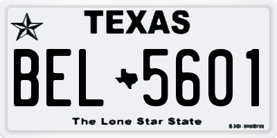 TX license plate BEL5601