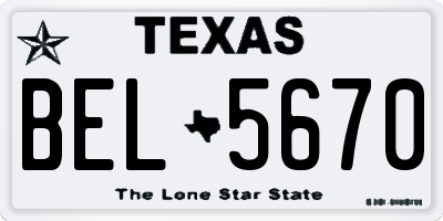 TX license plate BEL5670