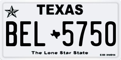 TX license plate BEL5750