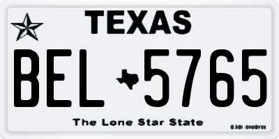 TX license plate BEL5765