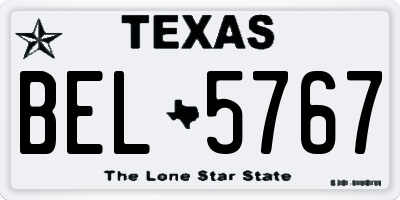 TX license plate BEL5767