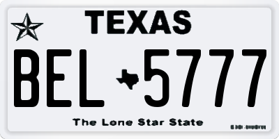 TX license plate BEL5777