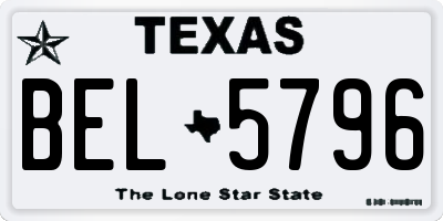 TX license plate BEL5796