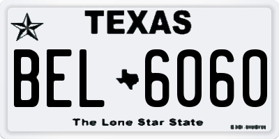 TX license plate BEL6060