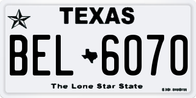 TX license plate BEL6070