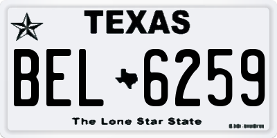TX license plate BEL6259