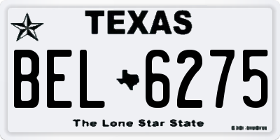 TX license plate BEL6275