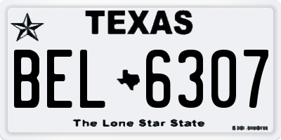 TX license plate BEL6307
