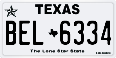 TX license plate BEL6334