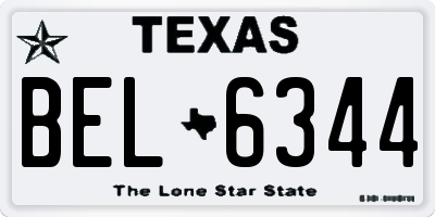 TX license plate BEL6344