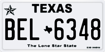 TX license plate BEL6348