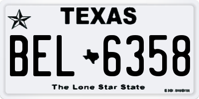TX license plate BEL6358