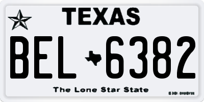 TX license plate BEL6382