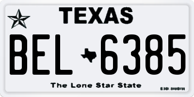 TX license plate BEL6385