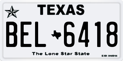 TX license plate BEL6418
