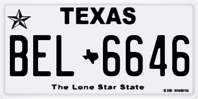 TX license plate BEL6646