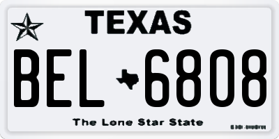 TX license plate BEL6808