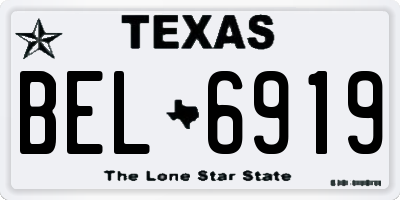 TX license plate BEL6919