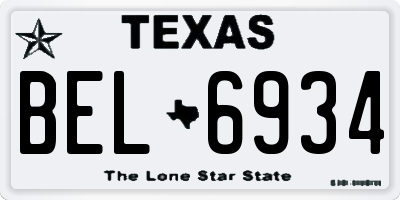 TX license plate BEL6934