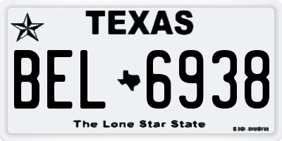TX license plate BEL6938