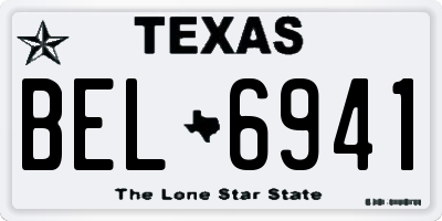 TX license plate BEL6941