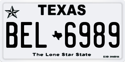 TX license plate BEL6989