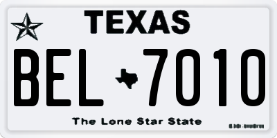TX license plate BEL7010