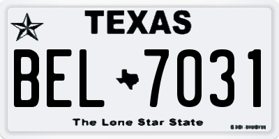 TX license plate BEL7031