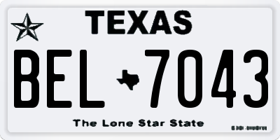 TX license plate BEL7043
