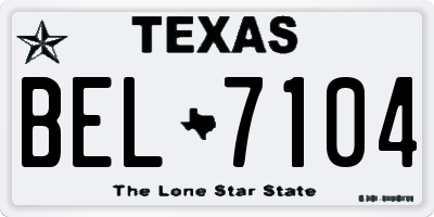 TX license plate BEL7104