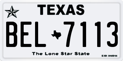 TX license plate BEL7113