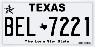 TX license plate BEL7221