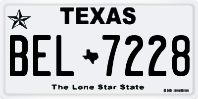 TX license plate BEL7228