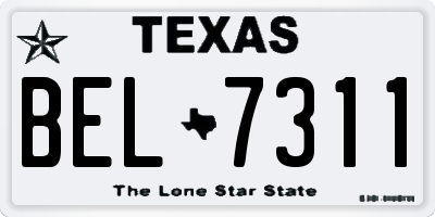 TX license plate BEL7311