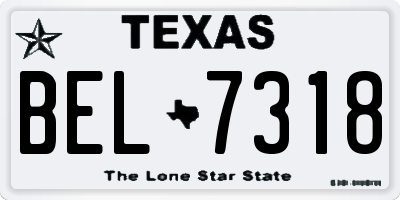 TX license plate BEL7318