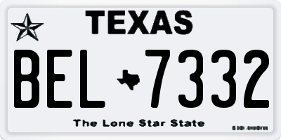 TX license plate BEL7332