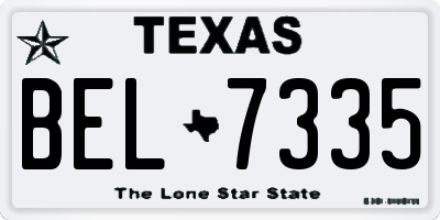 TX license plate BEL7335
