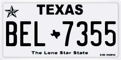 TX license plate BEL7355