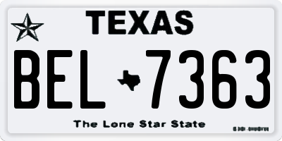 TX license plate BEL7363