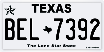 TX license plate BEL7392