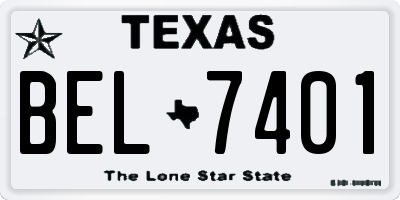 TX license plate BEL7401