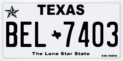 TX license plate BEL7403